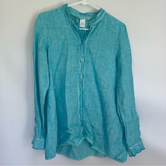 Elemente Clemente Linen Button Front Shirt Blue size 1 Small - Picture 1 of 8